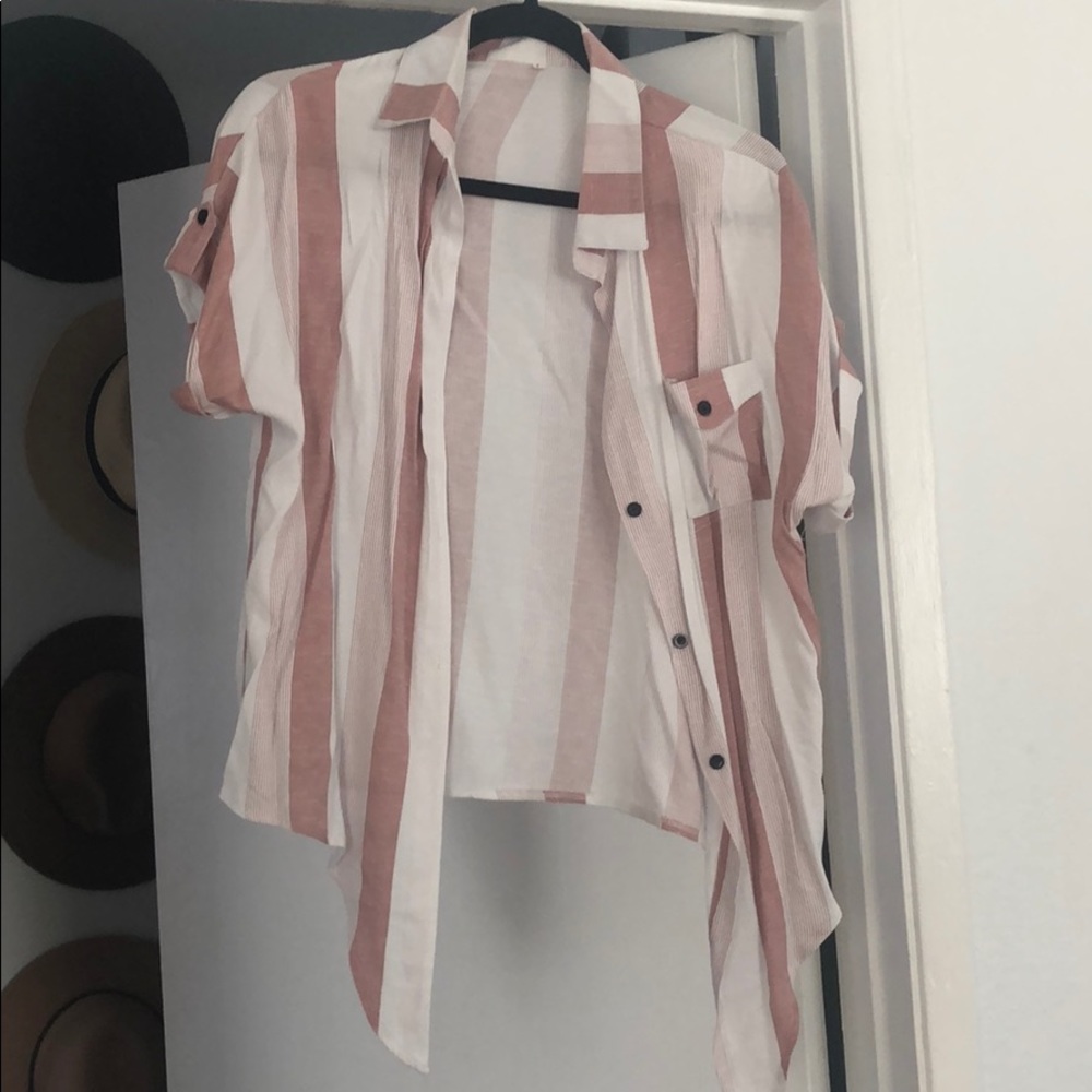 Front tie, striped blouse